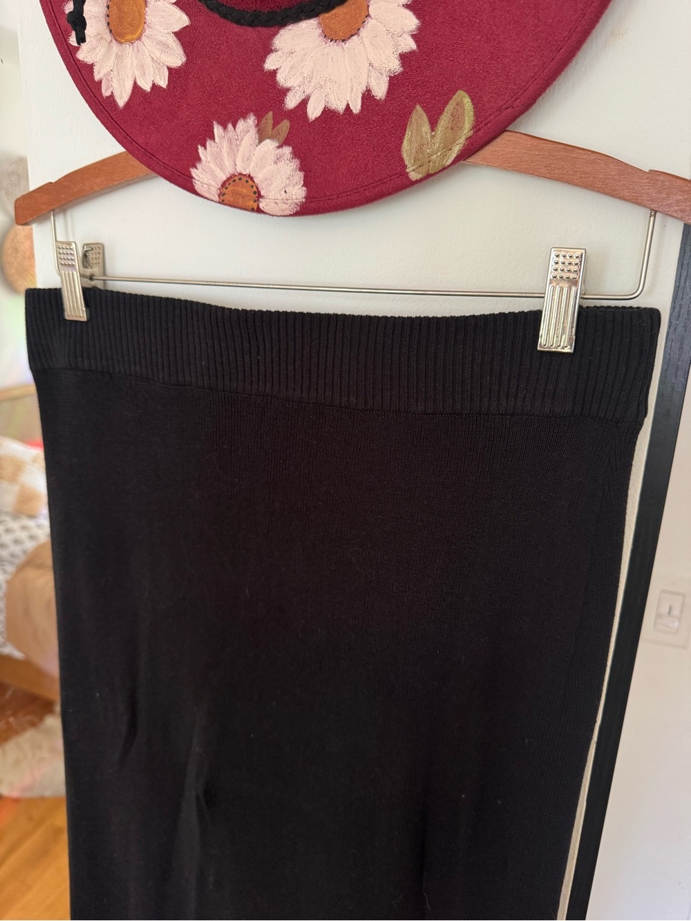 Free People Callie Sweater Set M Black Cropped Mock Neck Top Maxi Skirt 2PC - Picture 8 of 10